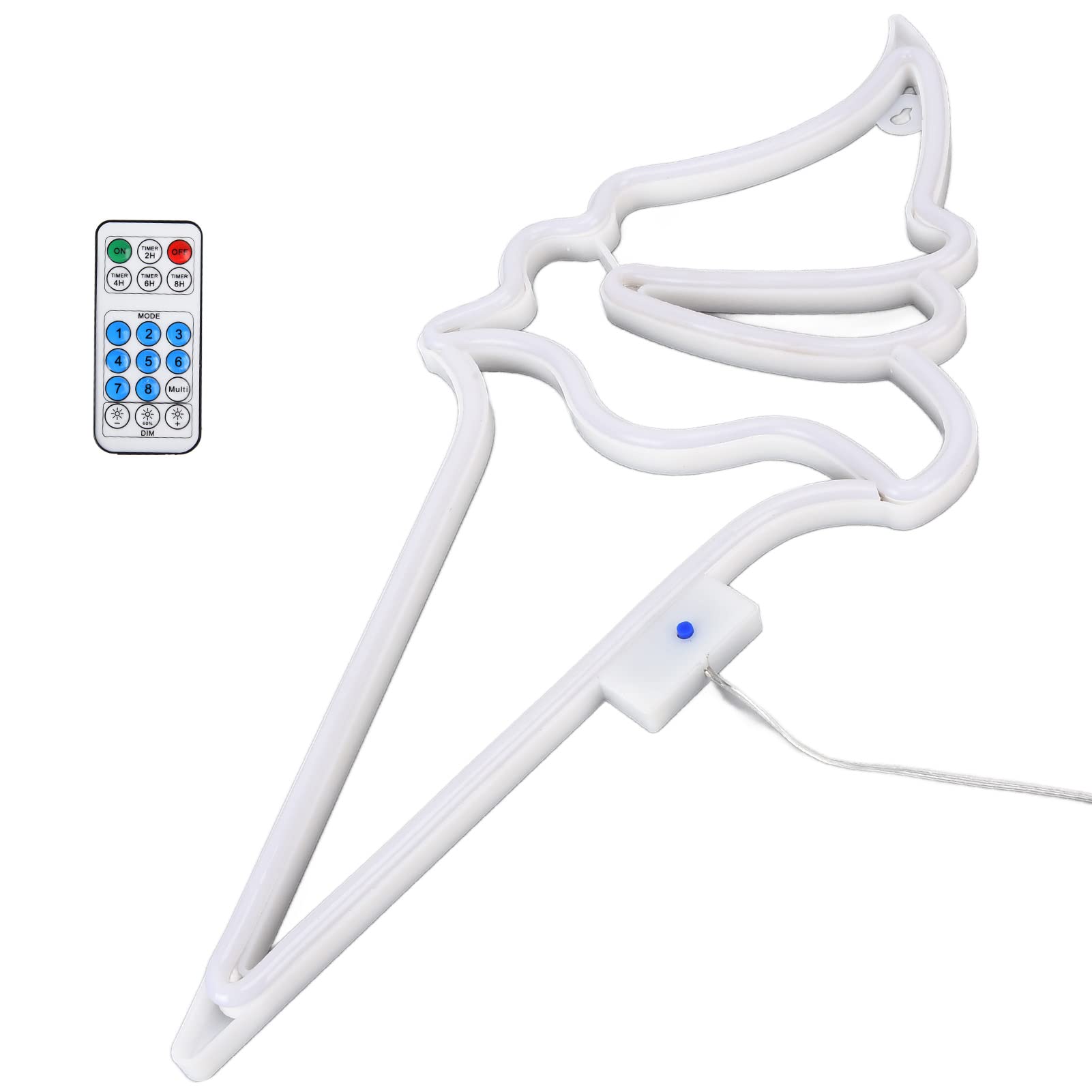 USB Powered Ice Cream Shaped LED Neon Sign - Waterproof Remote Control Wall Decor with Hanging Hole for Bedroom, Kids Room, Wedding & Party Decoration (White/Warm White) - Perfect for Birthday Celebrations, Nursery Lighting and Cafe Aesthetic