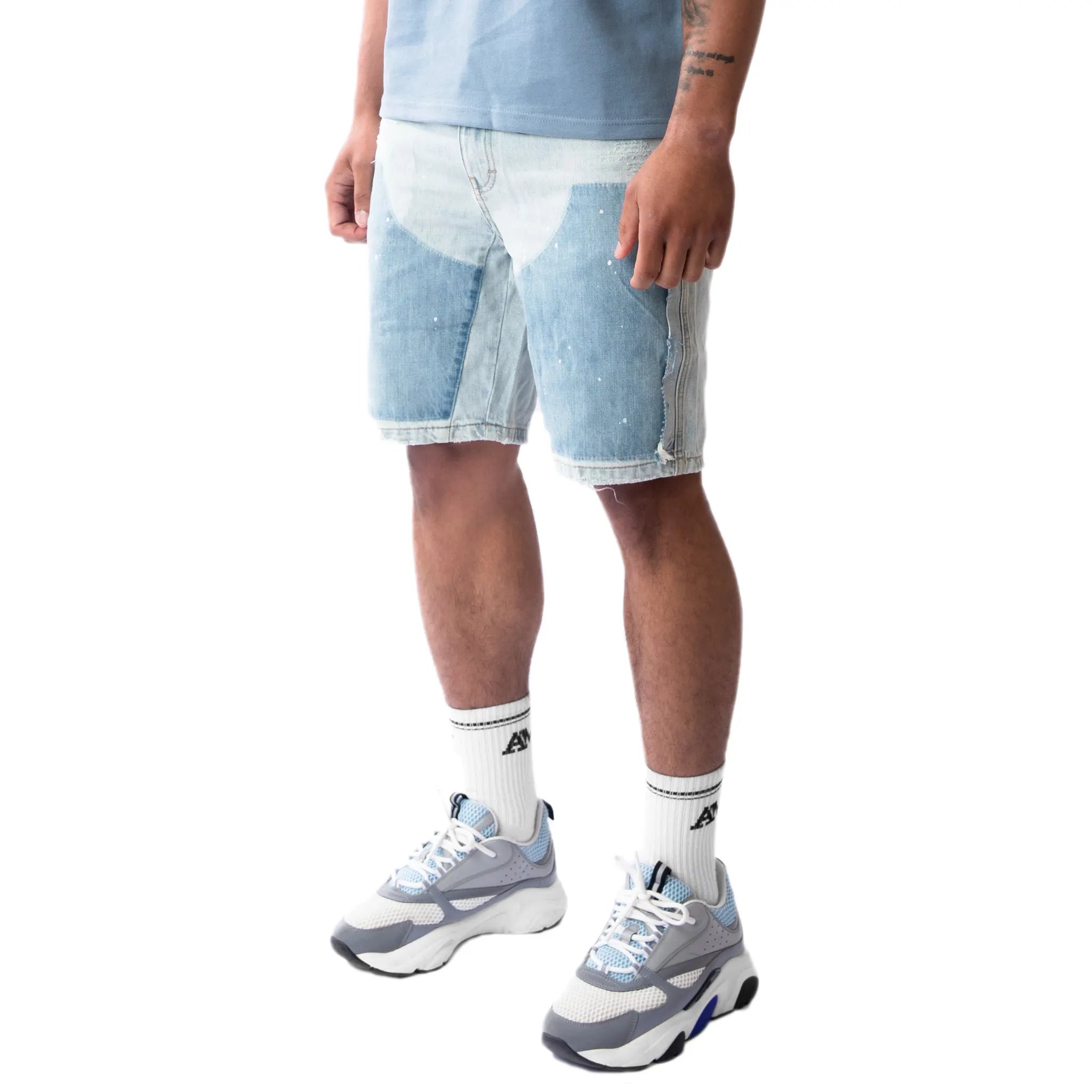 Amicci Adrano Light Blue Carpenter Shorts for Men - Durable Work Shorts with Utility Pockets - Perfect for Construction, Hiking & Outdoor Activities