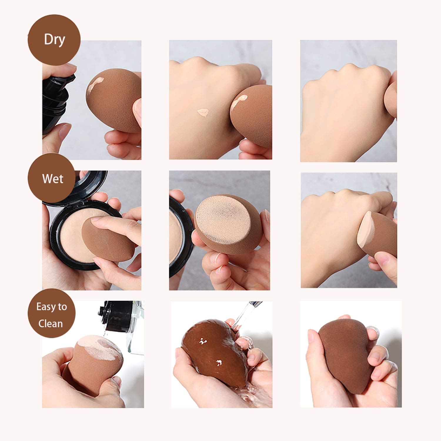 4-Piece Makeup Sponge Blender Set - Foundation & Contouring Beauty Sponge for Liquid & Cream Makeup (Brown) | Perfect for Professional Makeup Application & Everyday Beauty Routine