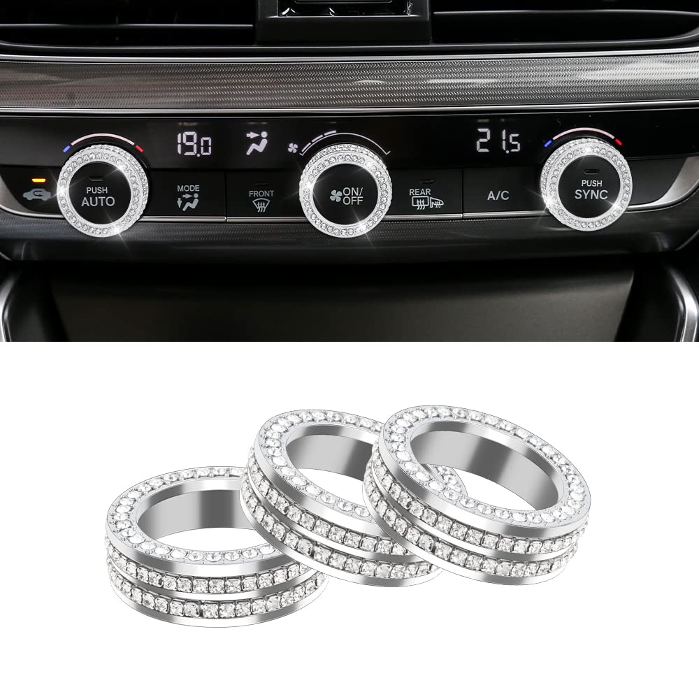 PIFOOG Crystal AC Knob Covers for Honda Accord 2018-2020 (10th Gen) - 3PCS Interior Trim Accessories - Perfect for Sedan, Sport, EX, EX-L & LX Models - Upgrade Your Car's AC Controls with Stylish Protection