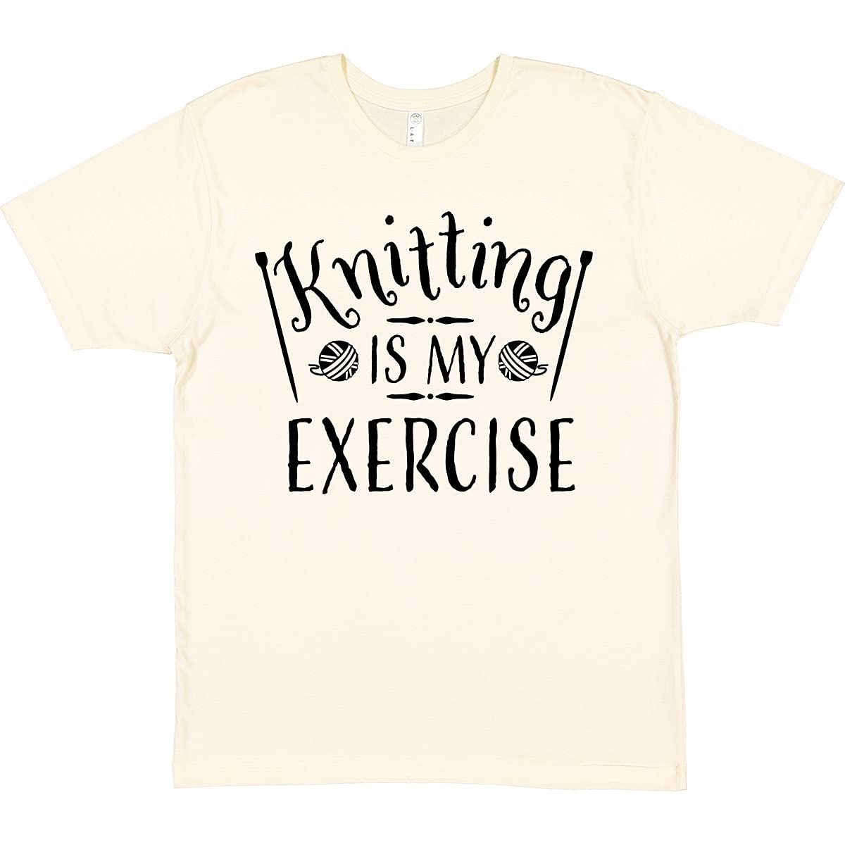 Inktastic Knitting is My Exercise with Yarn and Knitting Needles T-Shirt - Funny Knitting Lover Gift for Women - Perfect for Crafting, Relaxing & Showing Your Passion