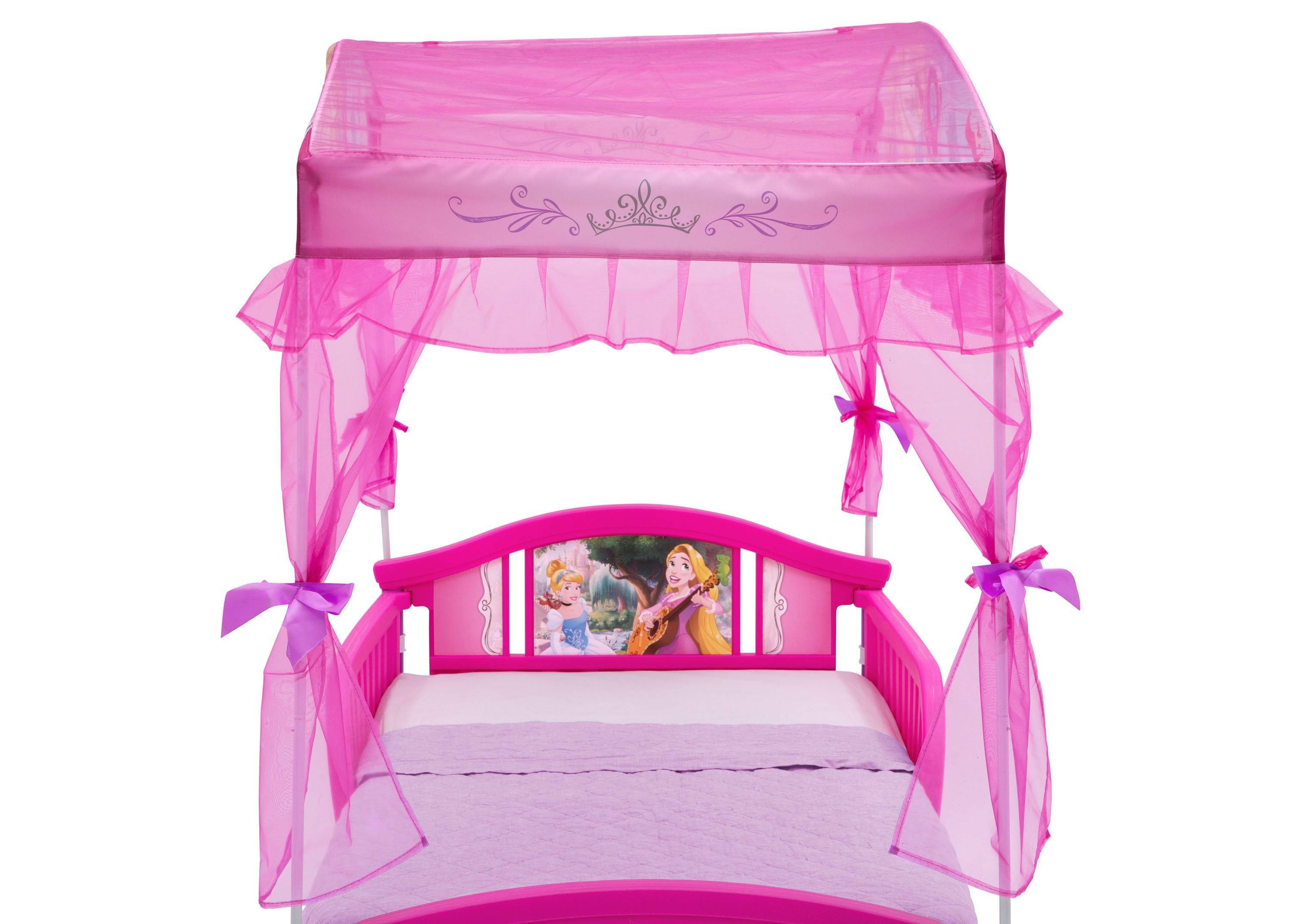 Princess Canopy Toddler Bed for Girls - Pink & White Floral Design - Perfect for Nursery, Bedroom Decor & Kids Sleepover Parties