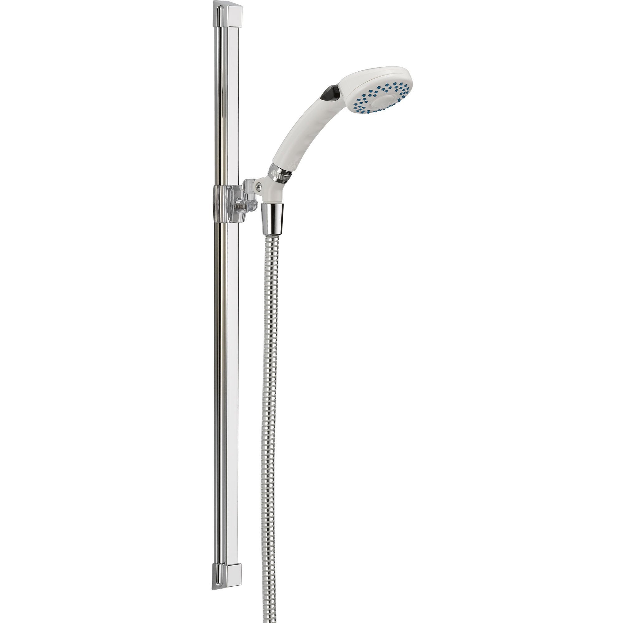 Delta 2 Spray White/Chrome Glide Rail Handheld Showerhead - Adjustable Shower Faucet with 3 Settings for Bathroom & Spa Relaxation (Model 561099)