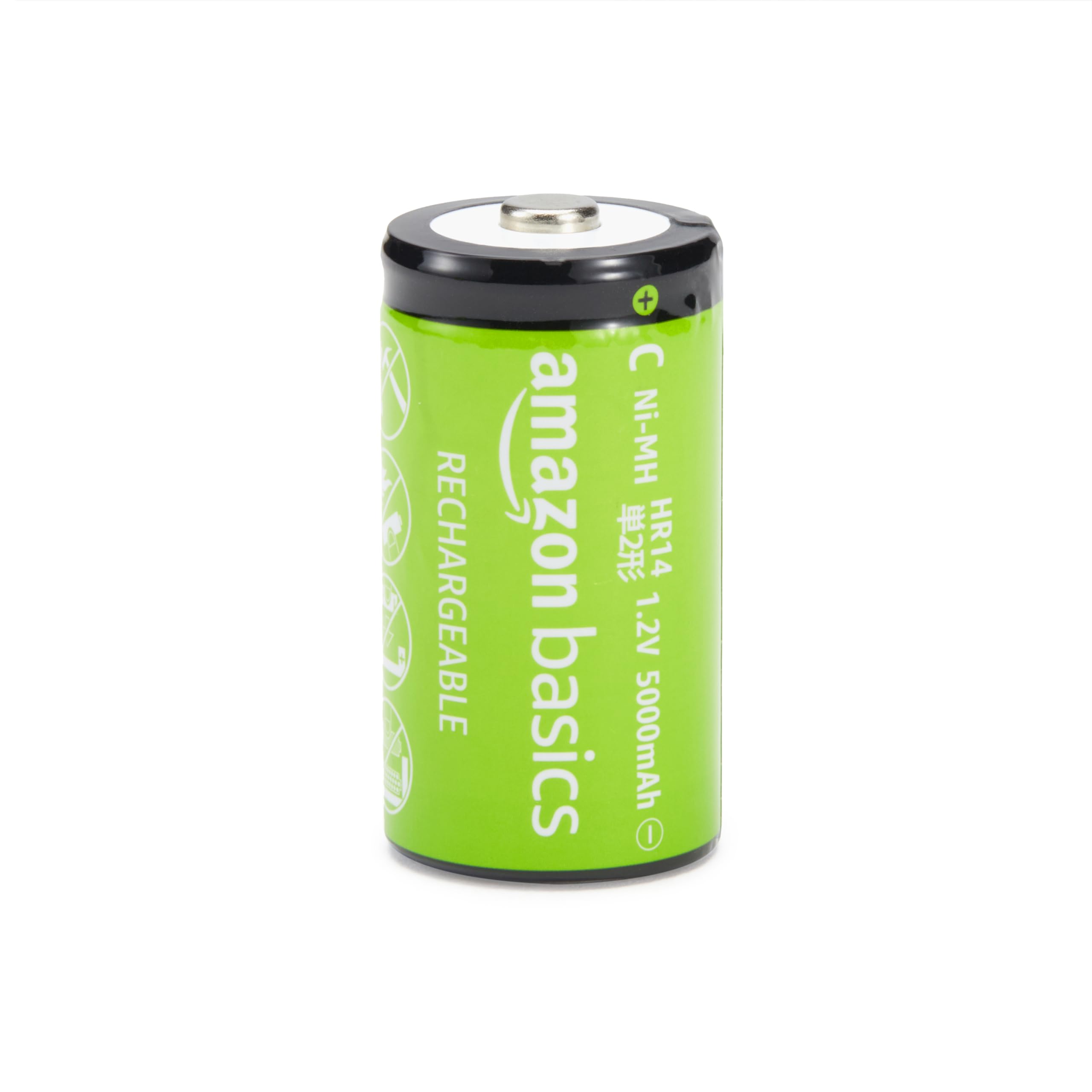 Amazon Basics Rechargeable C Cell Batteries 4-Pack - High Capacity 5000mAh NiMH Batteries with 1000x Recharge Cycles, Pre-Charged for Immediate Use - Perfect for Flashlights, Toys, Remote Controls & Emergency Devices