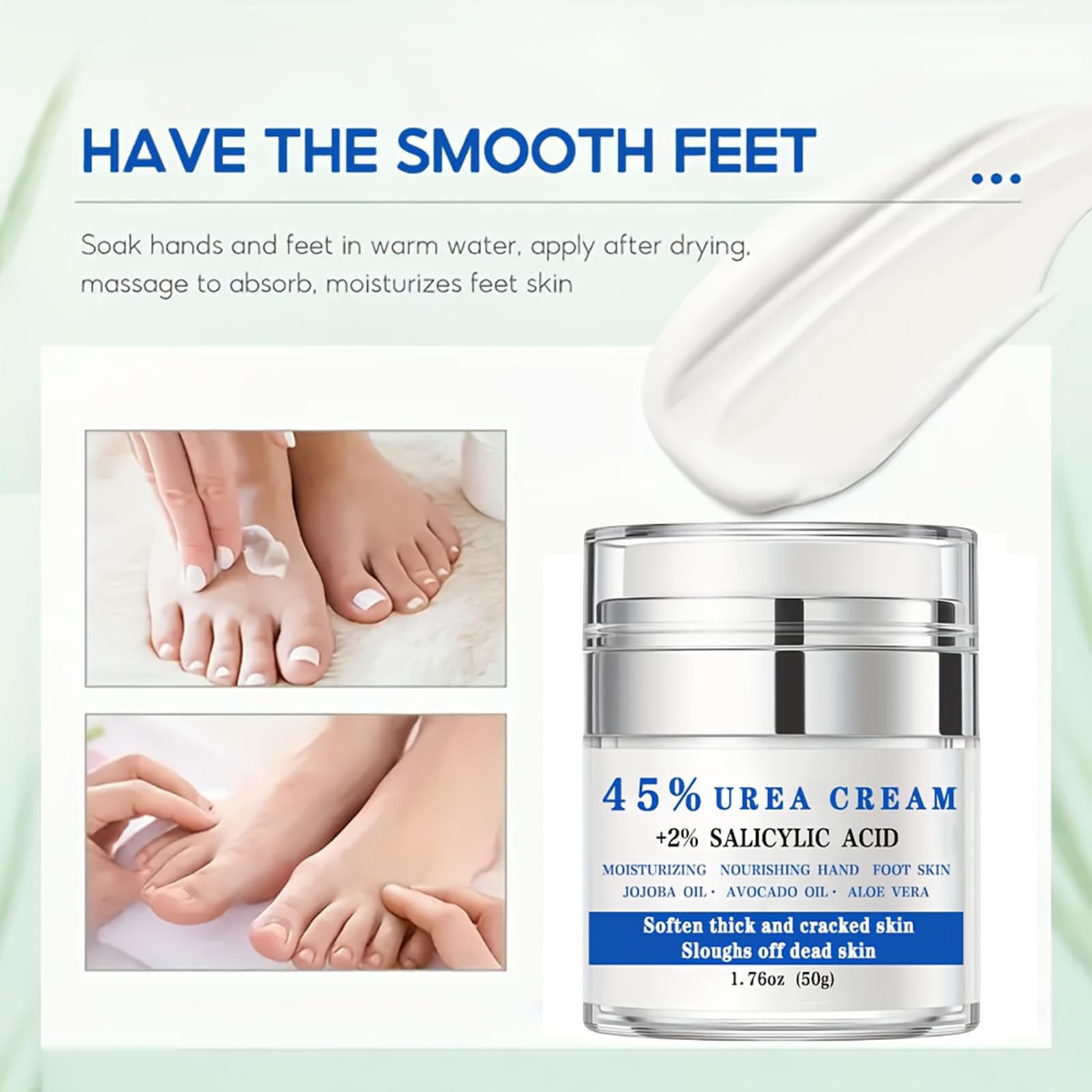 45% Urea Cream with 2% Salicylic Acid - Intensive Callus Remover & Foot Moisturizer for Dry Cracked Feet, Hands, Elbows & Knees | Softens Skin, Exfoliates Dead Cells | Perfect for Pedicures, Cracked Heel Treatment & Daily Foot Care Routine
