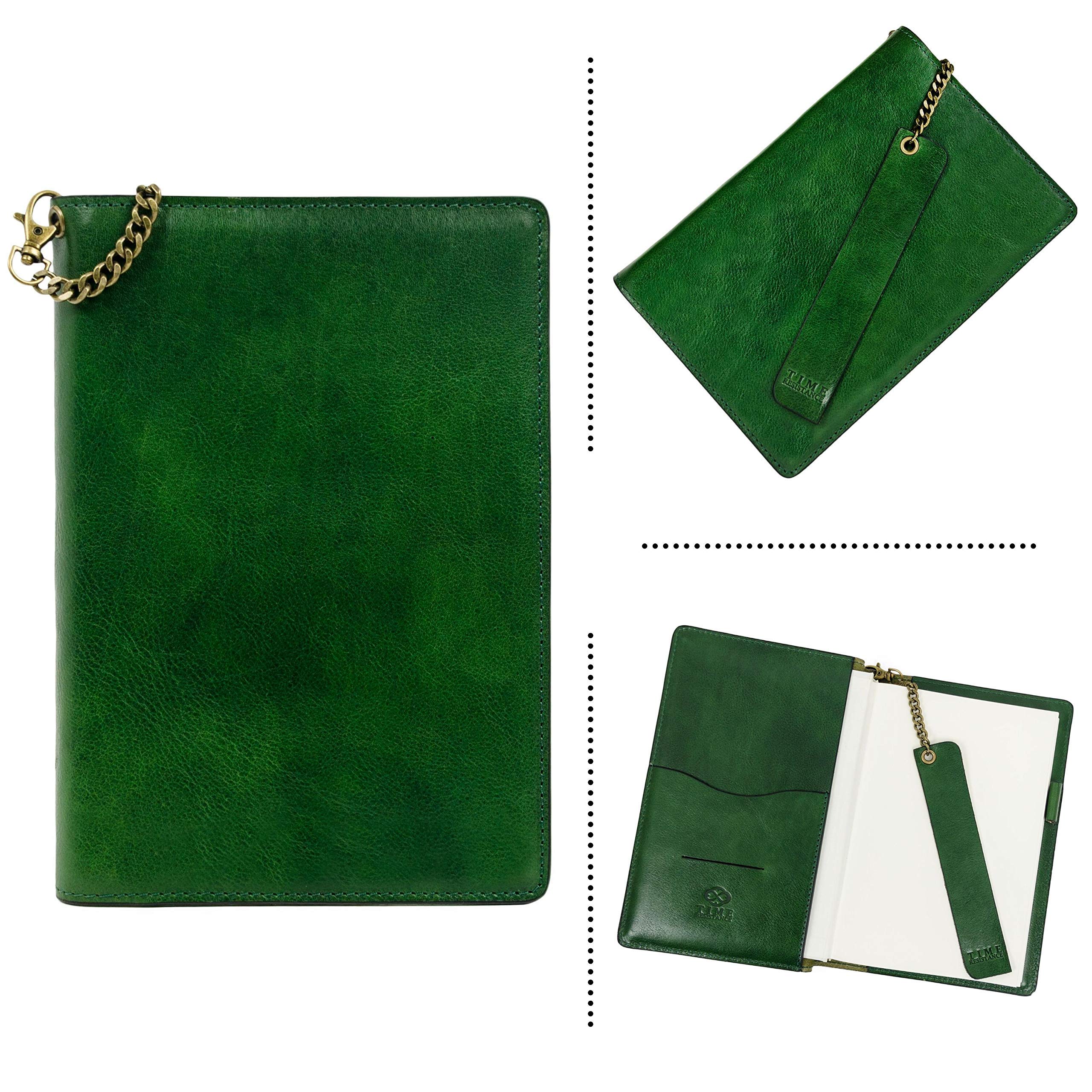 Italian Handmade Leather Journal - 320 Lined Pages A5 Notebook with Bookmark, Time Resistance Cover | Perfect for Writing, Journaling, Travel & Gift Giving (Green, Gift Box Included)
