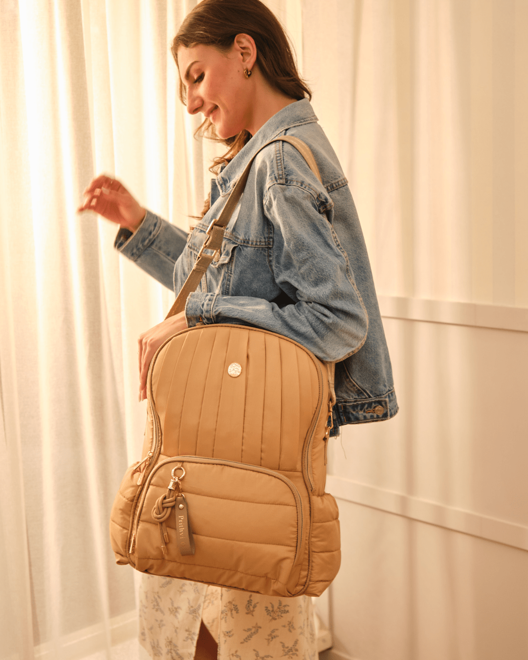 Premium The Coast Diaper Bag in Caramel - Stylish & Spacious Baby Essentials Organizer for Moms - Perfect for Travel, Daycare & Family Outings