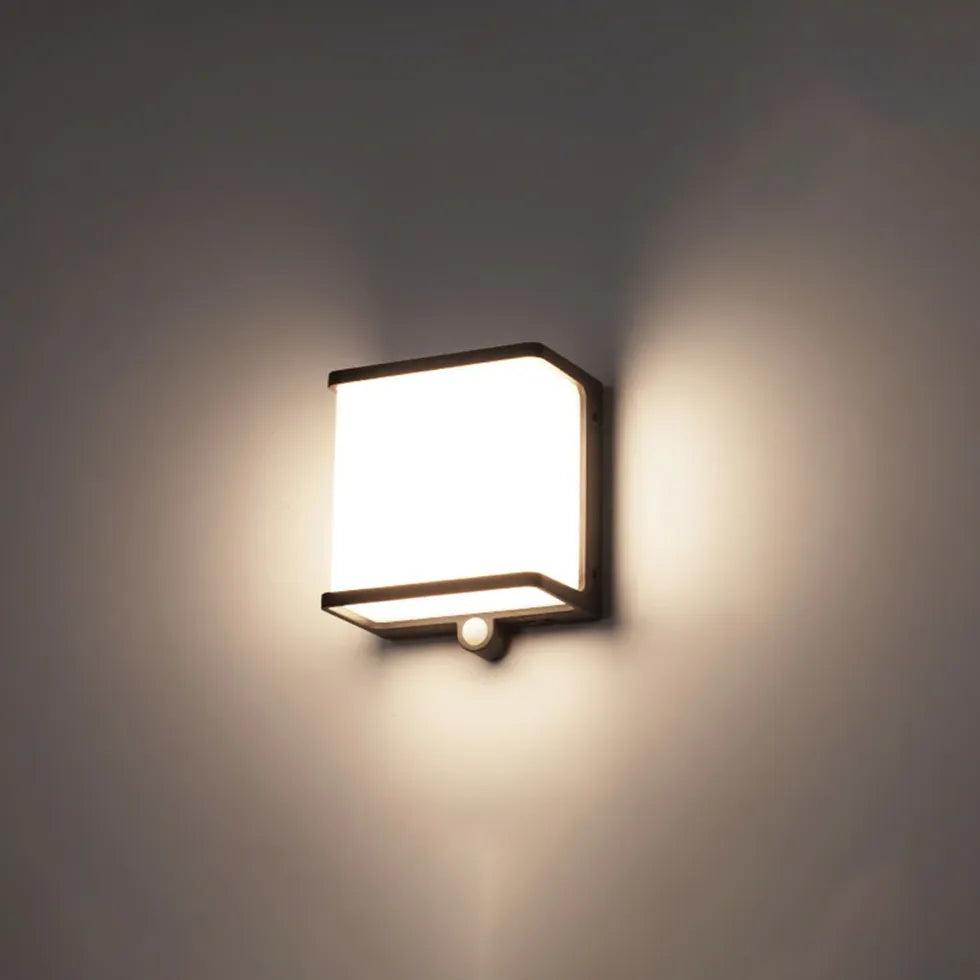 Square Motion Sensor Outdoor Wall Light - Weatherproof LED Security Light for Porch, Garage, and Garden - Automatic Night Light with Motion Detection
