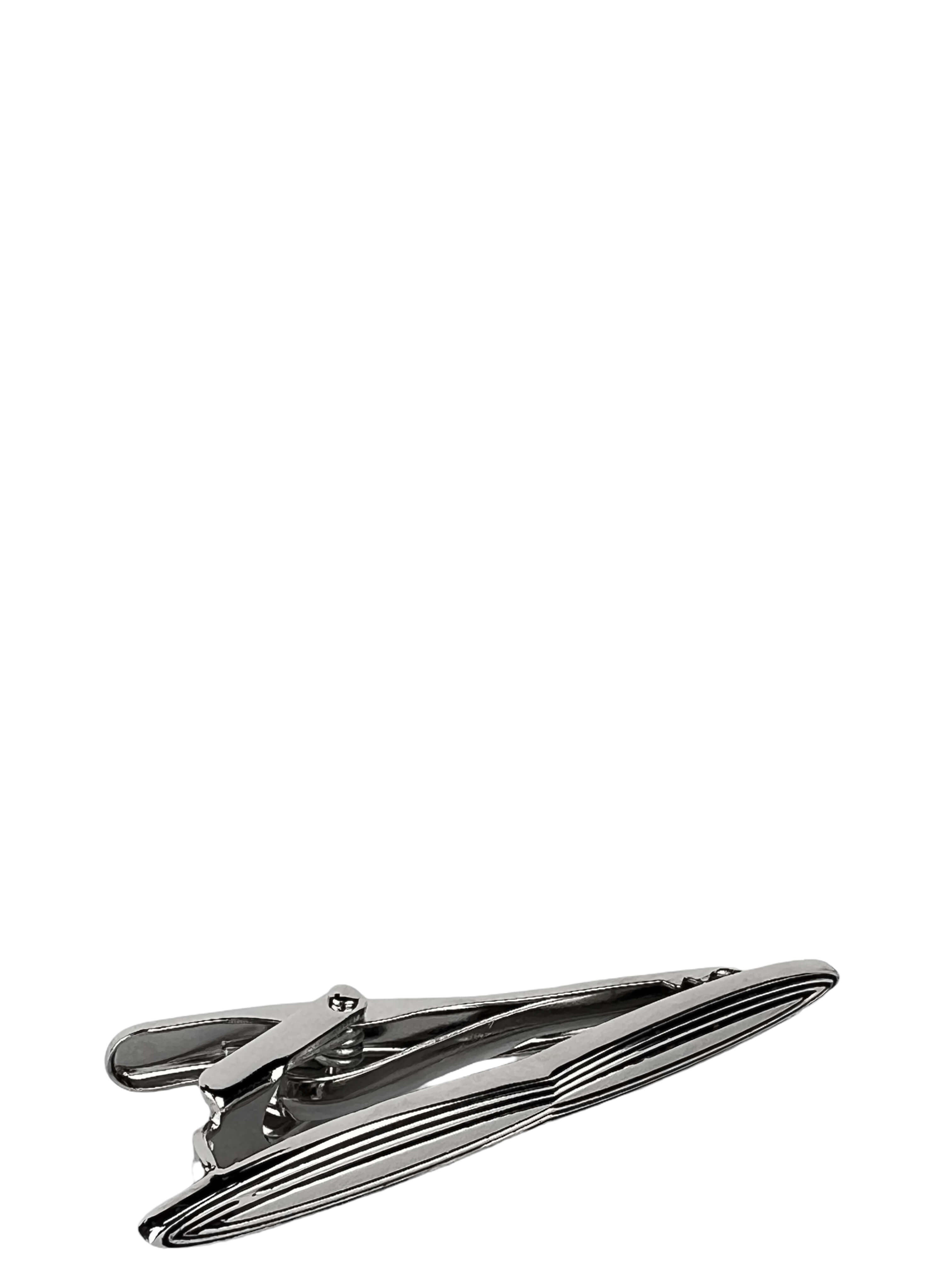 DÉCLIC Silver Pinched Tie Bar for Men - Elegant Necktie Clip for Formal Wear, Business Attire & Weddings