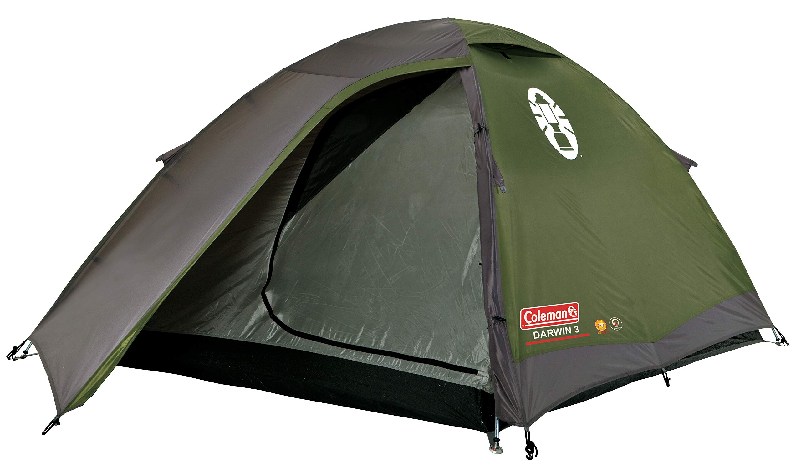 Coleman Darwin 2 Person Lightweight Waterproof Camping Tent - Compact 2-Man Dome Tent with Sewn-in Groundsheet for Hiking, Backpacking & Outdoor Adventures (Green/Grey) | Perfect for Camping Trips, Backyard Campouts & Festival Use
