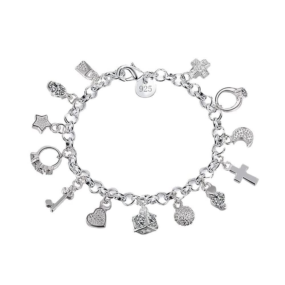 925 Sterling Silver Charm Bracelet for Women & Girls - Elegant Chain Bracelet (30 x 4cm) | Perfect for Everyday Wear, Gifts & Special Occasions