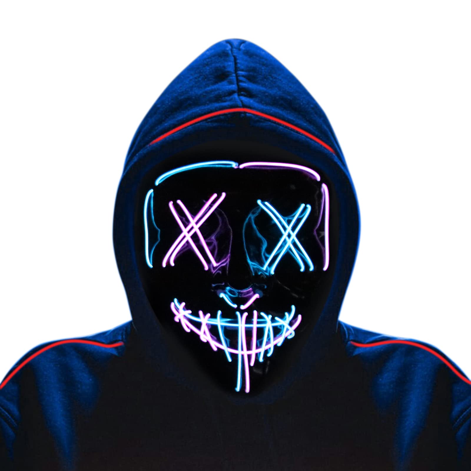 Halloween Purge LED Mask - Scary Light Up Cosplay Mask for Adults, Men & Women - Perfect for Halloween Parties, Horror Festivals & Themed Events