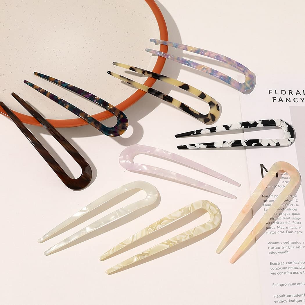Lnrueg U-Shaped Hair Pins 6PCS Set - Elegant Hair Sticks & Forks for Women & Girls | Classic Straight Hair Accessories for Casual, Party & Wedding Hairstyles