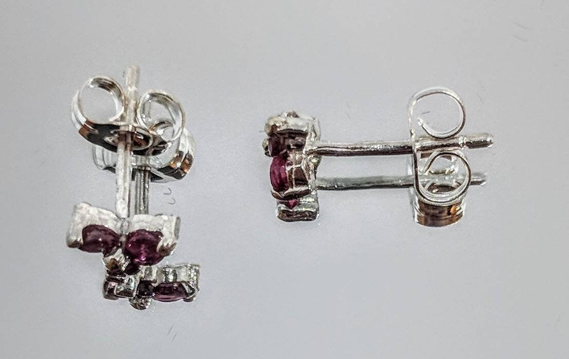 Genuine 2mm & 5mm Round Triple Ruby Stud Earrings in Sterling Silver or 14K Gold | TriStone Trinity Cluster Fine Jewelry | Perfect for Weddings, Anniversaries & Special Occasions