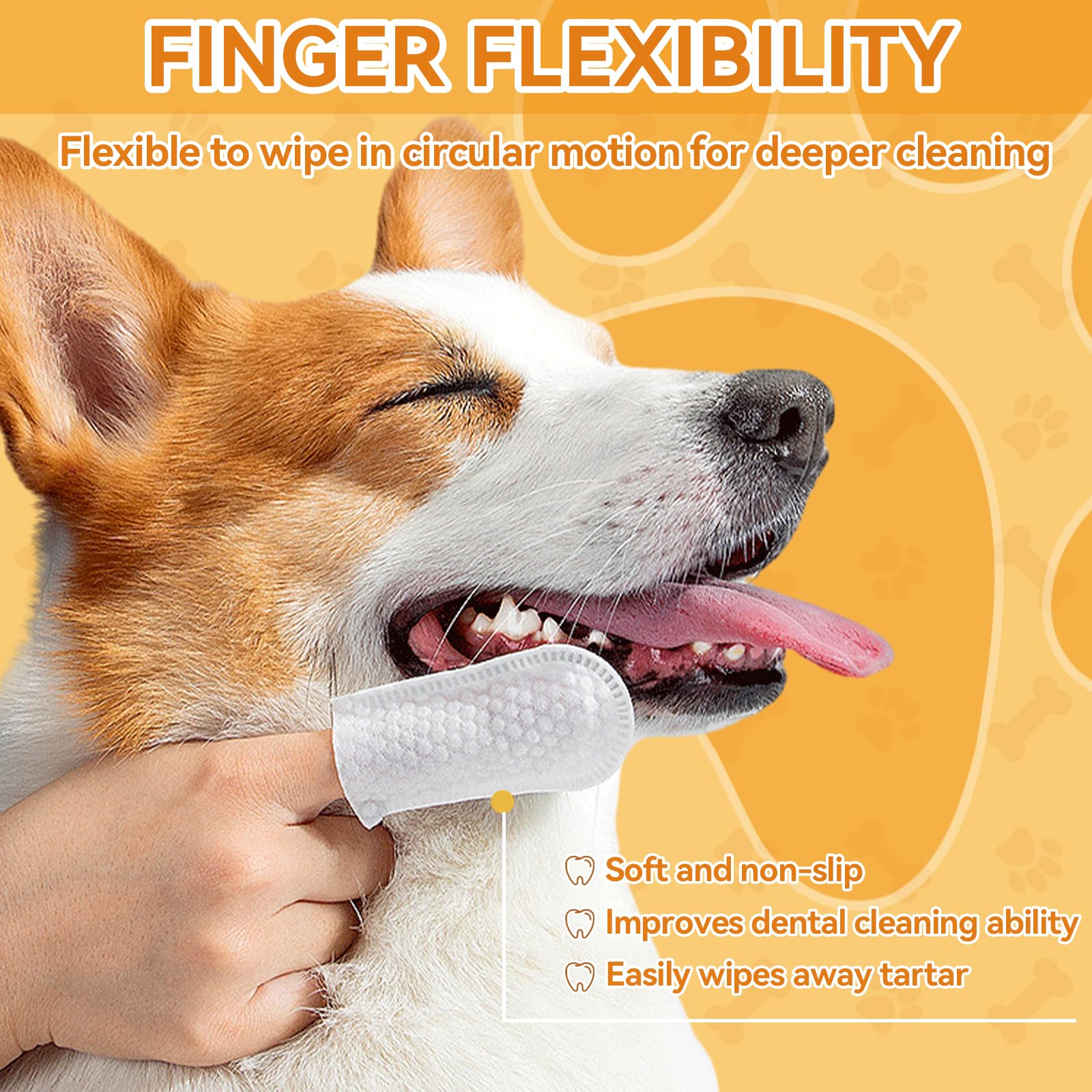 Dog Dental Wipes for Teeth Cleaning - 60 Count Pet Teeth Wipes for Dogs & Cats | Freshens Breath, Reduces Tartar & Plaque | Gentle Finger Wipes for Daily Oral Care | Perfect for Travel, Grooming & Between Brushings