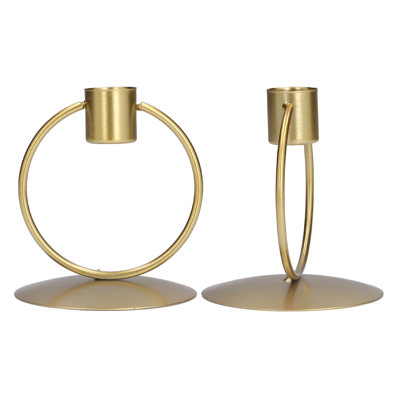 Golden Iron Round Candle Holder - Elegant Modern Candlestick for Home Decor, Wedding Centerpiece & Tabletop Decoration - Perfect for Dining Tables, Fireplace Mantels & Romantic Ambiance