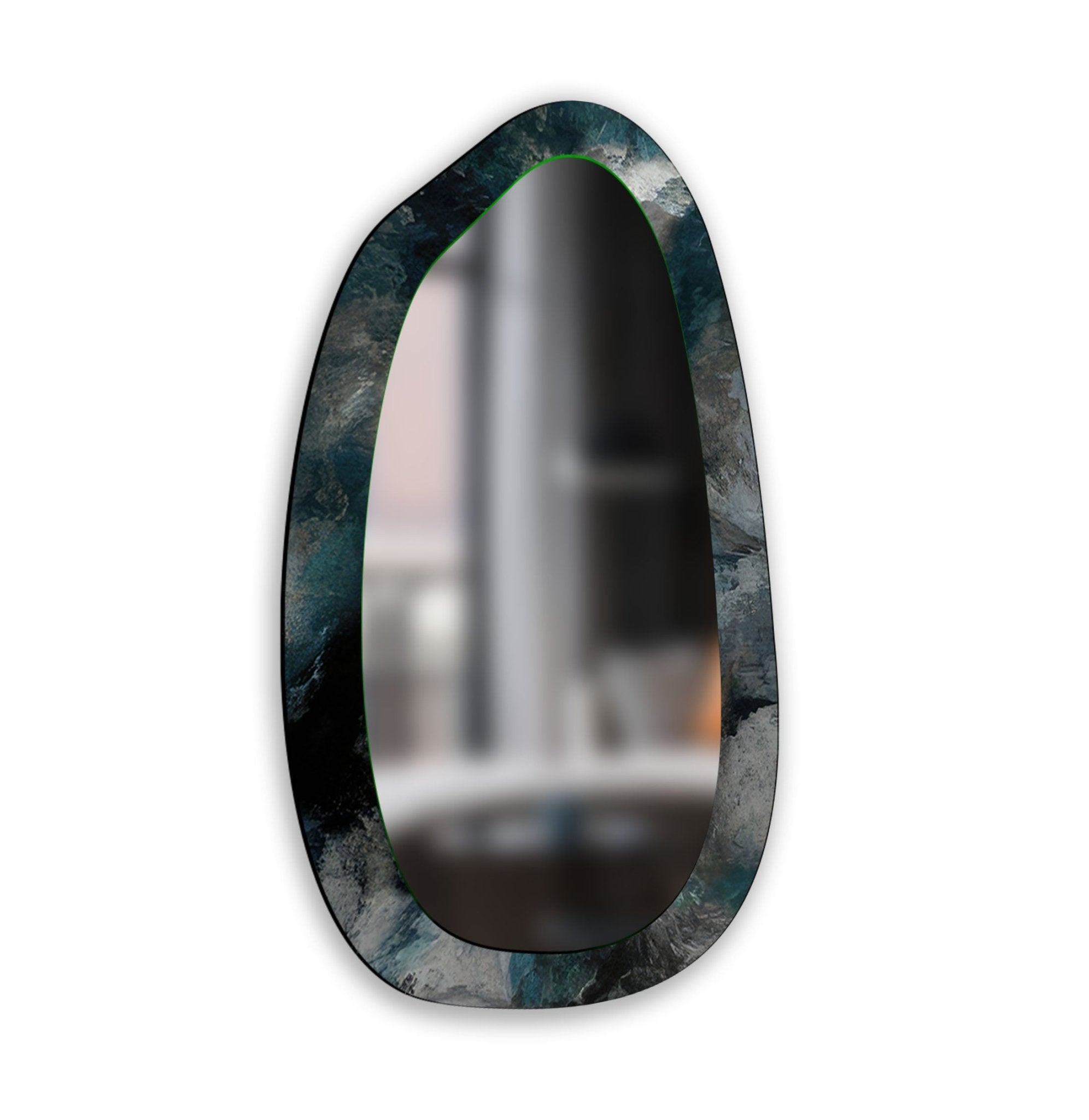 Abstract Green Large Wall Mirror for Bedroom Decor - Perfect for Modern Home, Living Room, or Entryway