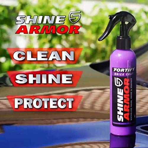 SHINE ARMOR Fortify Quick Coat High Performance Ceramic Coating Spray - Car Wax & Hydrophobic Polish with Polymer Sealant for Vehicle Paint, Leather Seats, Tires, Bumpers & Rims - Long-Lasting Protection & Shine - Perfect for Car Detailing, Showroom Finish & Daily Maintenance (Made in USA)