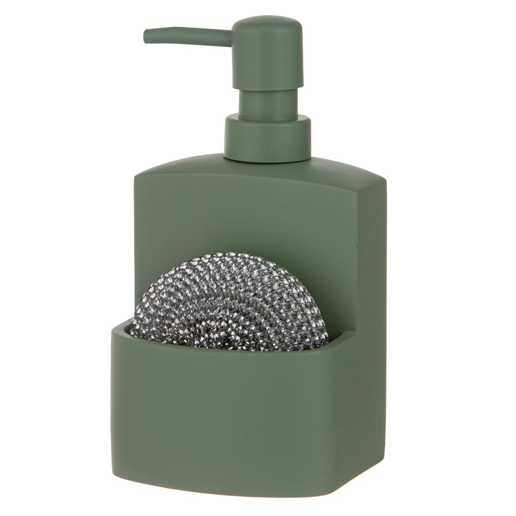 Ladelle Essentials 2-Piece Kitchen Cleaning Set - Microfiber Sponge & Scrubber Brush for Dishes, Pots & Pans - Eco-Friendly & Durable (Sage Green) - Perfect for Daily Kitchen Cleaning & Dishwashing