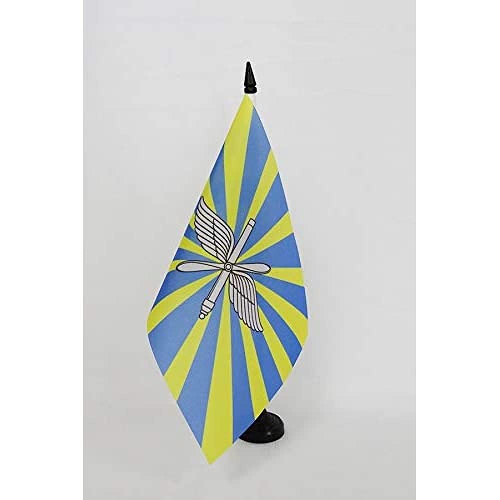 Russian Air Force Table Flag 5'' x 8'' (21x14cm) - Mini Russia Military Desk Flag with Black Plastic Stick & Base - AZ FLAG - Perfect for Office Decor, Military Collectibles, and Patriotic Displays