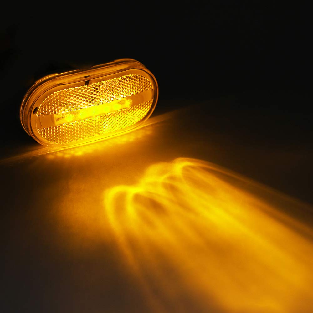 10 Pcs 4 Inch Amber LED Oval Trailer Marker Lights - Clearance Lamps for Trucks, Trailers, RVs & Vans - 12V DC Waterproof with Reflector Lens - Perfect for Night Driving & Road Safety