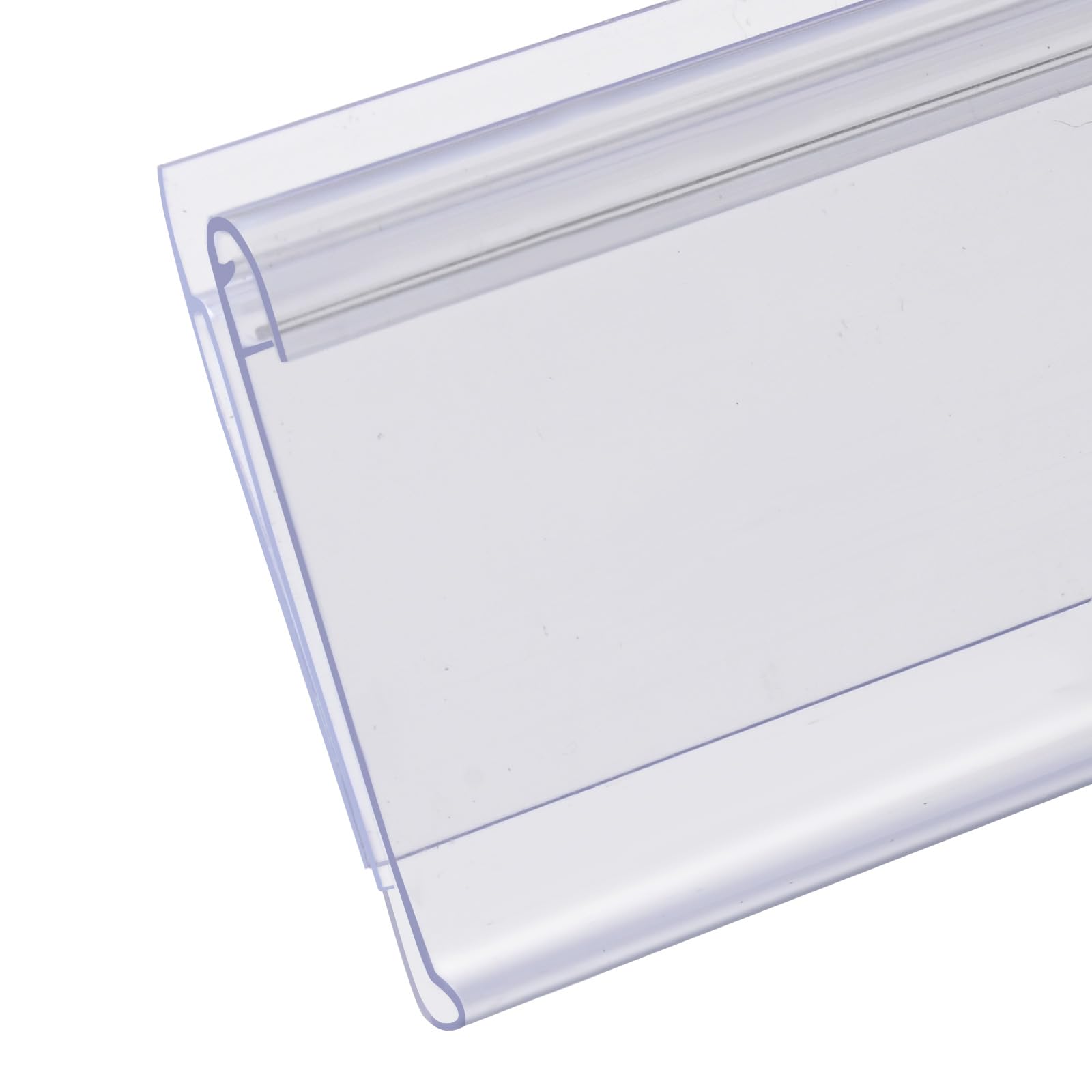 100 Pack Clear Plastic Shelf Label Strips with Snap-in Shelf Talker Grippers - 1.25