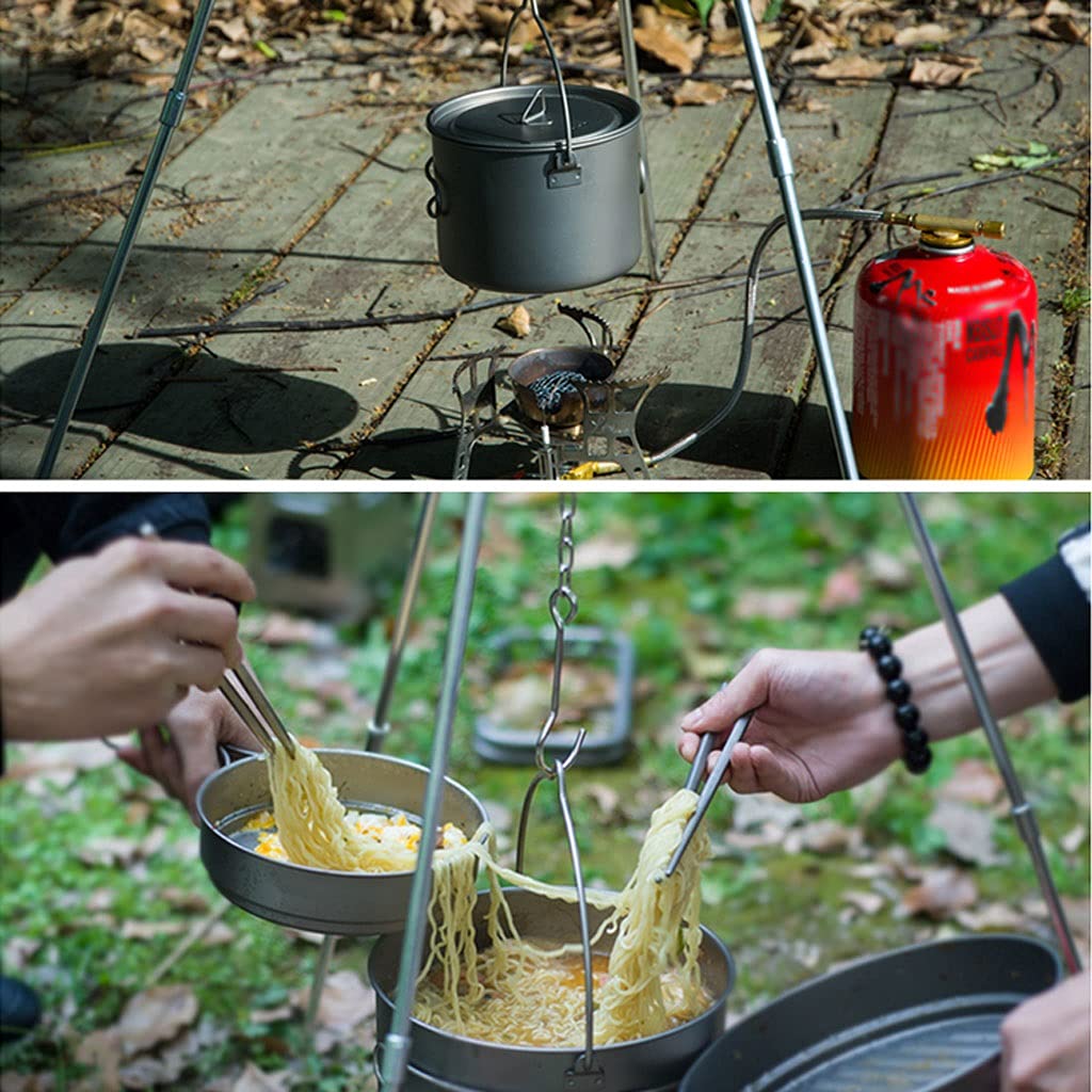 Ultralight Titanium Camping Cookware Set - 2000ml Foldable Hanging Pot for Backpacking, Hiking & Outdoor Adventures | Portable Cooker for Camping, Picnics & Survival Gear | Durable Pure Titanium Design