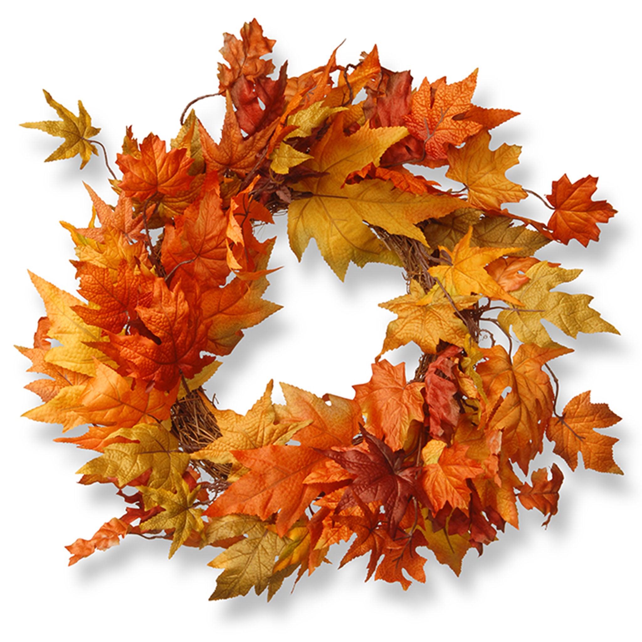 24 Inch Autumn Wreath with Maple Leaves - Elegant Fall Door Decor for Home, Thanksgiving & Seasonal Front Porch Decoration