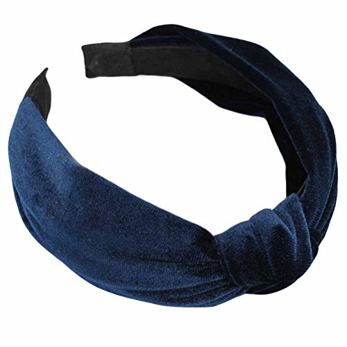 Women's Bow Knot Headband - TIFENNY Twist Cross Tie Velvet Headwrap Hair Band Hoop for Women & Girls | Soft Stretchable Hair Accessories for Daily Wear, Parties & Weddings (Navy Blue)