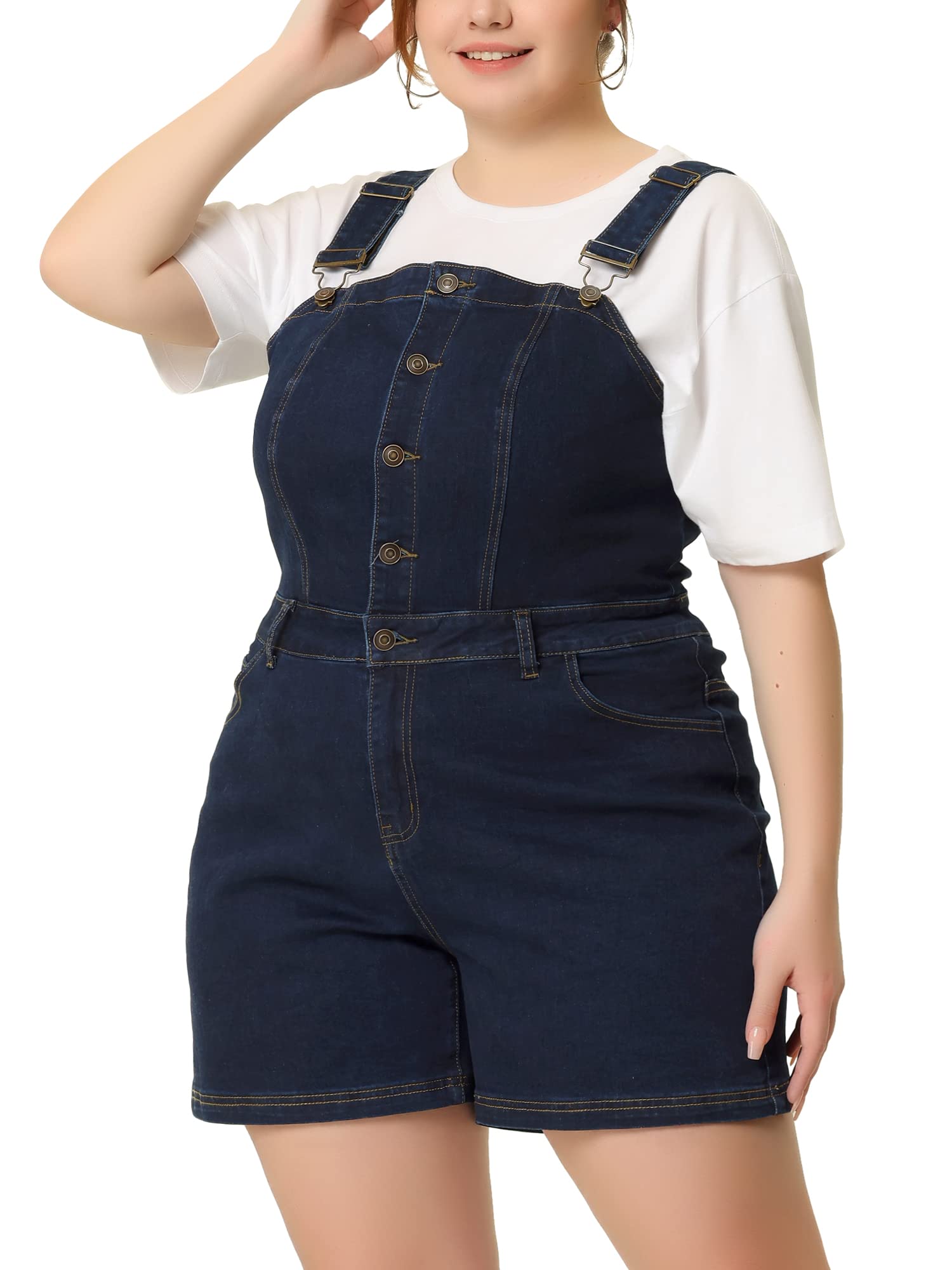 Agnes Orinda Women's Plus Size Denim Overalls - Adjustable Bib Jean Shortalls Jumpsuit | Casual Summer Outfit, Gardening Clothes, Weekend Wear, Street Style Fashion