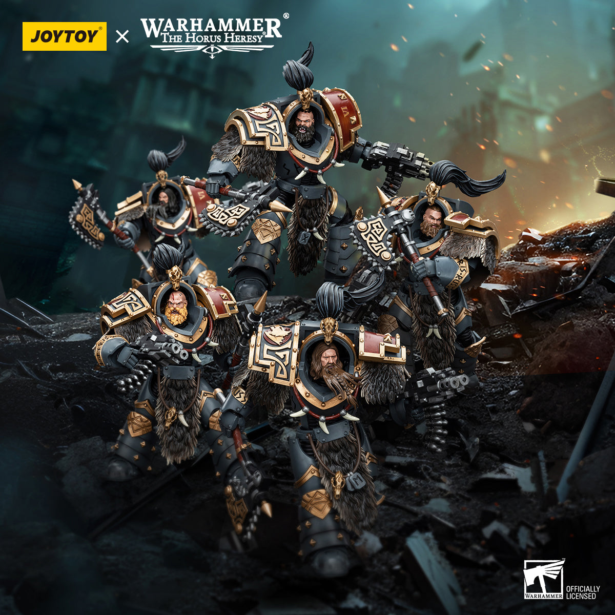 JOYTOY 1/18 Scale Warhammer The Horus Heresy Space Wolves Varagyr Wolf Guard Squad Action Figures - Collectible Miniatures for Tabletop Gaming & Display