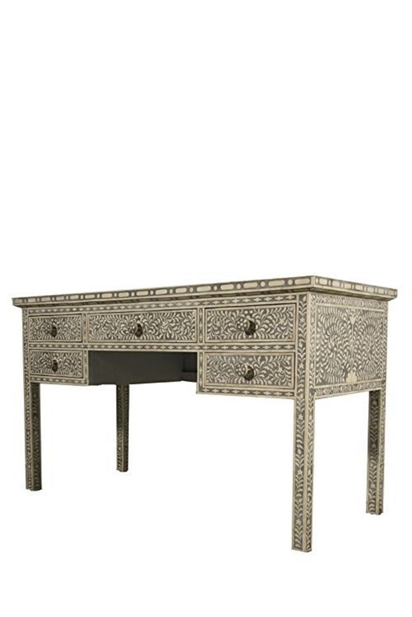 Handmade Bone Inlay Console Table - Custom Vanity Dresser with Drawers for Bedroom & Entryway | Elegant Makeup Dressing Table for Home Decor & Organization