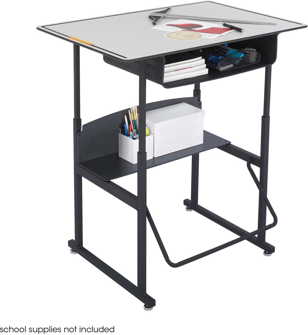 AlphaBetter® Premium Adjustable Standing Desk with Book Box - 36 x 24 Inches, Beige Finish [1209] - Perfect for Home Office, Study & Workspace Ergonomics
