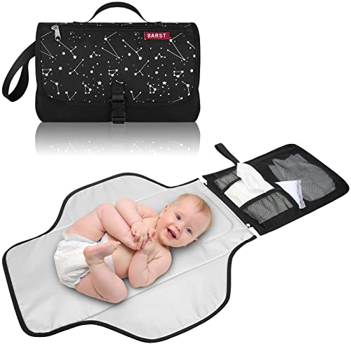 Jierwillao Portable Diaper Changing Pad with Smart Wipes Pocket - Waterproof Travel Baby Changing Mat for On-the-Go Parents (Perfect for Car, Stroller & Diaper Bag)