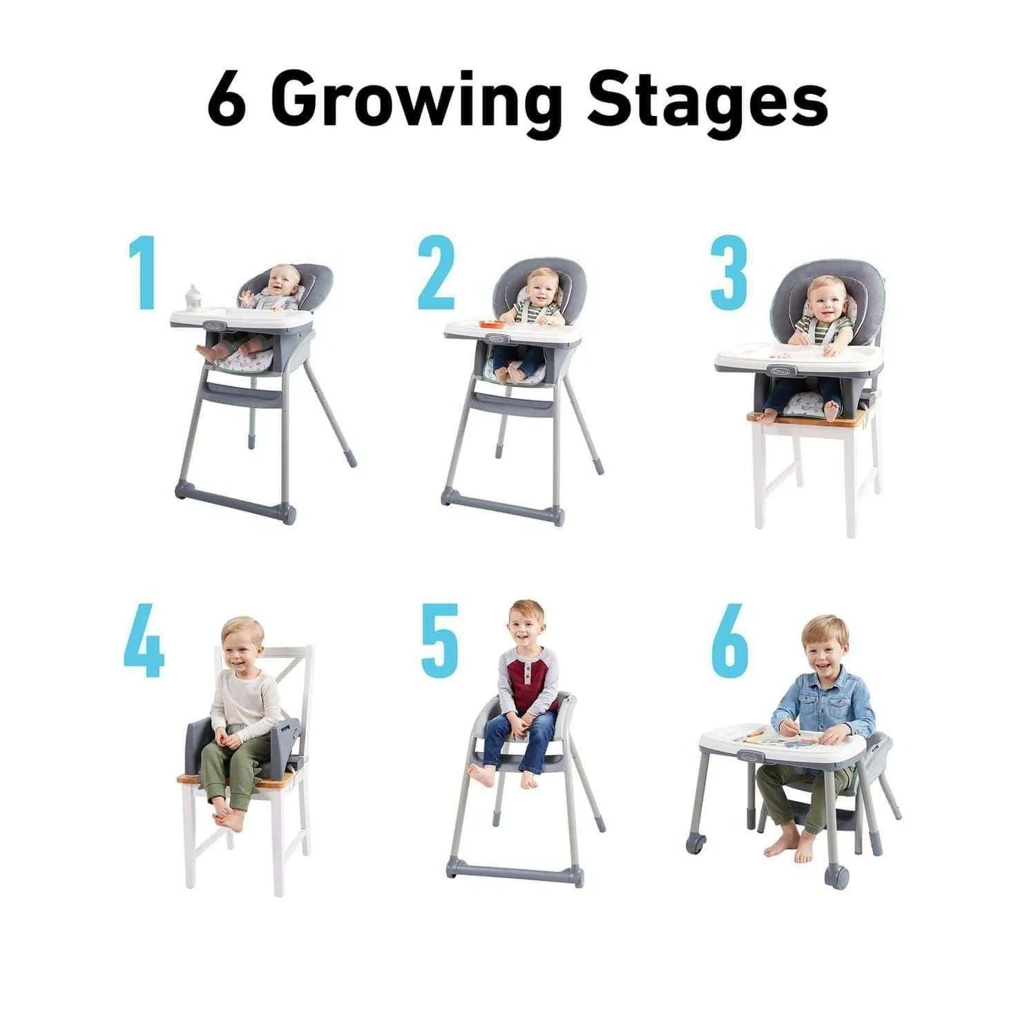Graco Table2Table 6-in-1 Convertible High Chair - Adjustable Baby Feeding Seat with Removable Tray (Asteroid Gray) | Perfect for Infants & Toddlers at Home or Restaurant Dining