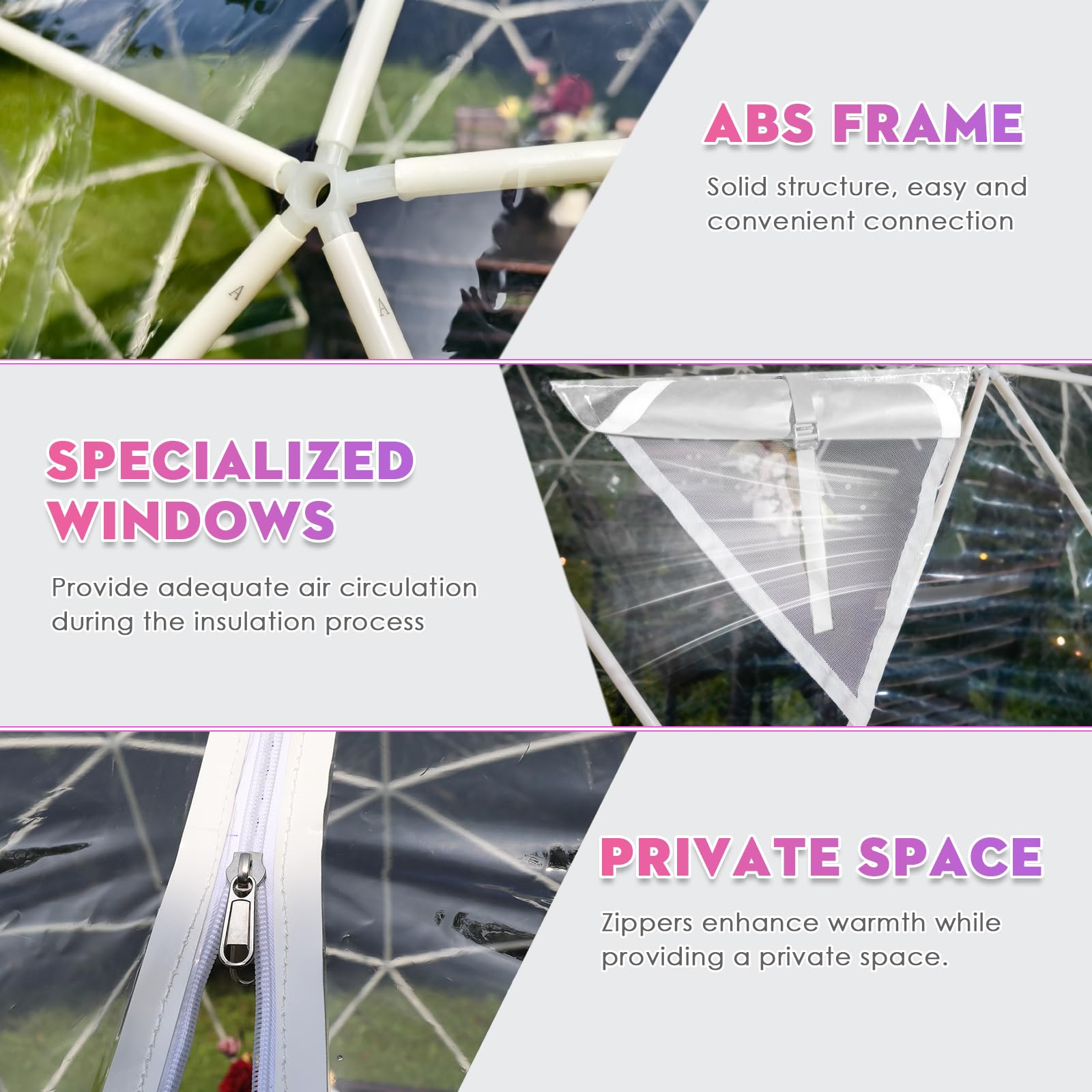 Premium Geodesic Dome Greenhouse Tent - 12x7.2FT Weatherproof Outdoor Bubble Tent with Transparent PVC Cover for Patio, Garden, Dining & Relaxation | White Igloo-Style Dome for Year-Round Use in Backyard, Camping & Outdoor Events