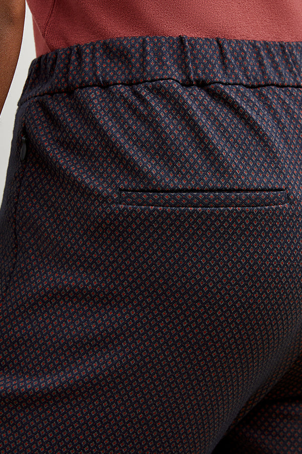 Colby Pant Stretch Foulard Knit Women's Casual Pants - Navy Multi Color for Work, Travel & Everyday Comfort