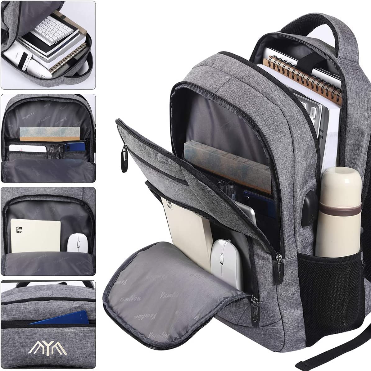 15.6 Inch Laptop Backpack for Men & Women - USB Charging Port, College School Backpack with Dedicated Laptop Compartment - Perfect for Business, Travel, Office & Daily Commute