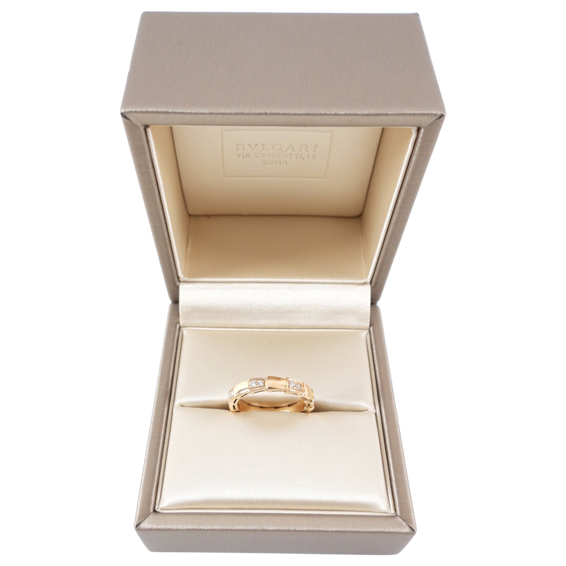 Bvlgari 18k Rose Gold Diamond Serpenti Viper Ring - Size 51 / 5.5 - Luxury Jewelry for Women, Perfect for Weddings, Parties & Special Occasions