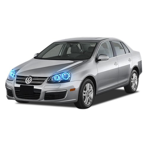 Flashtech LED RGB Multi-Color Halo Ring Headlight Kit with Bluetooth RF Remote & App Control - Compatible with Volkswagen Jetta 2005-2010 | Custom Car Lighting for Night Driving & Car Shows