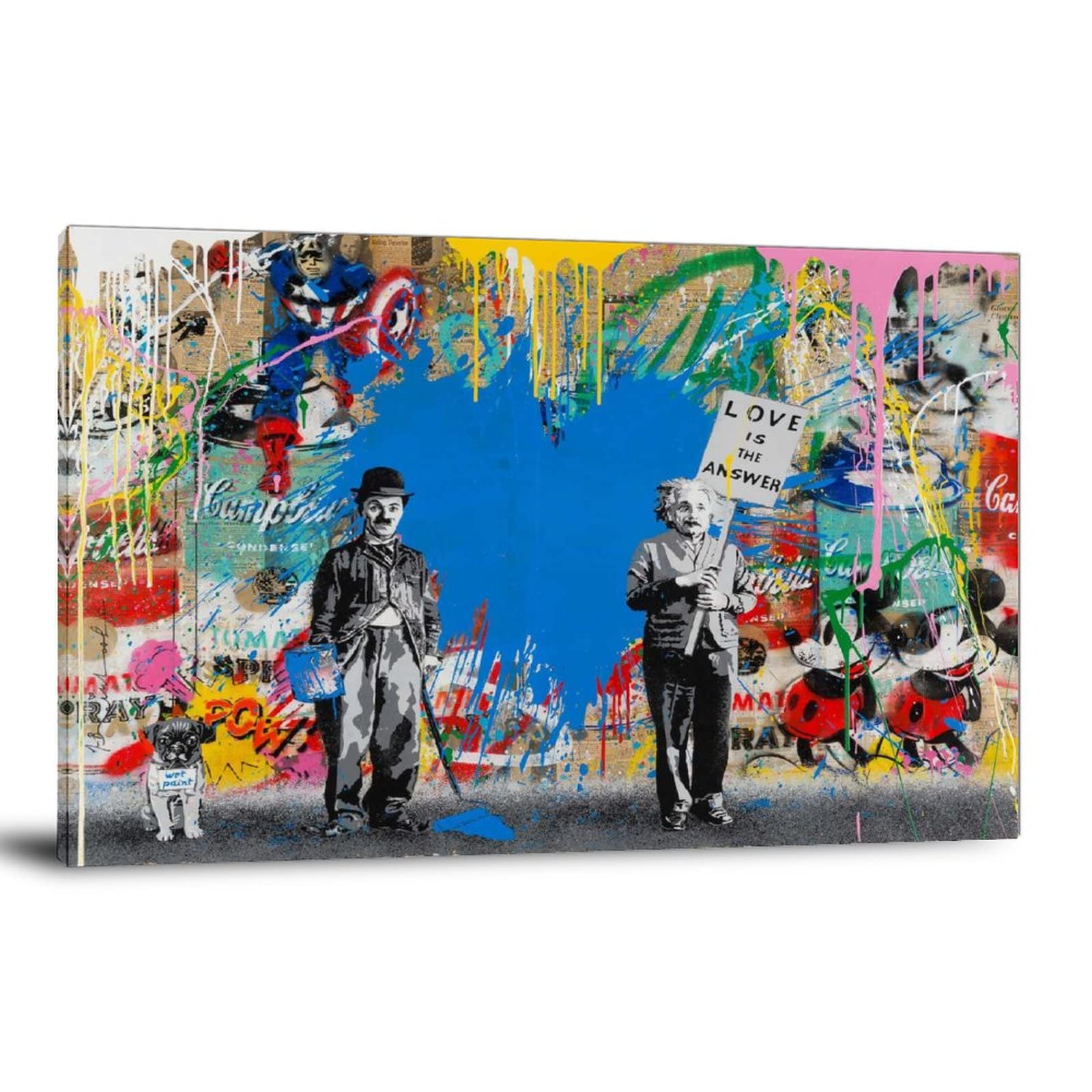 Banksy Graffiti Charlie Chaplin Canvas Wall Art - 8x12 inch (20x30cm) Modern Home Decor for Living Room, Bedroom & Office | Unique Street Art Poster for Urban Style Interiors
