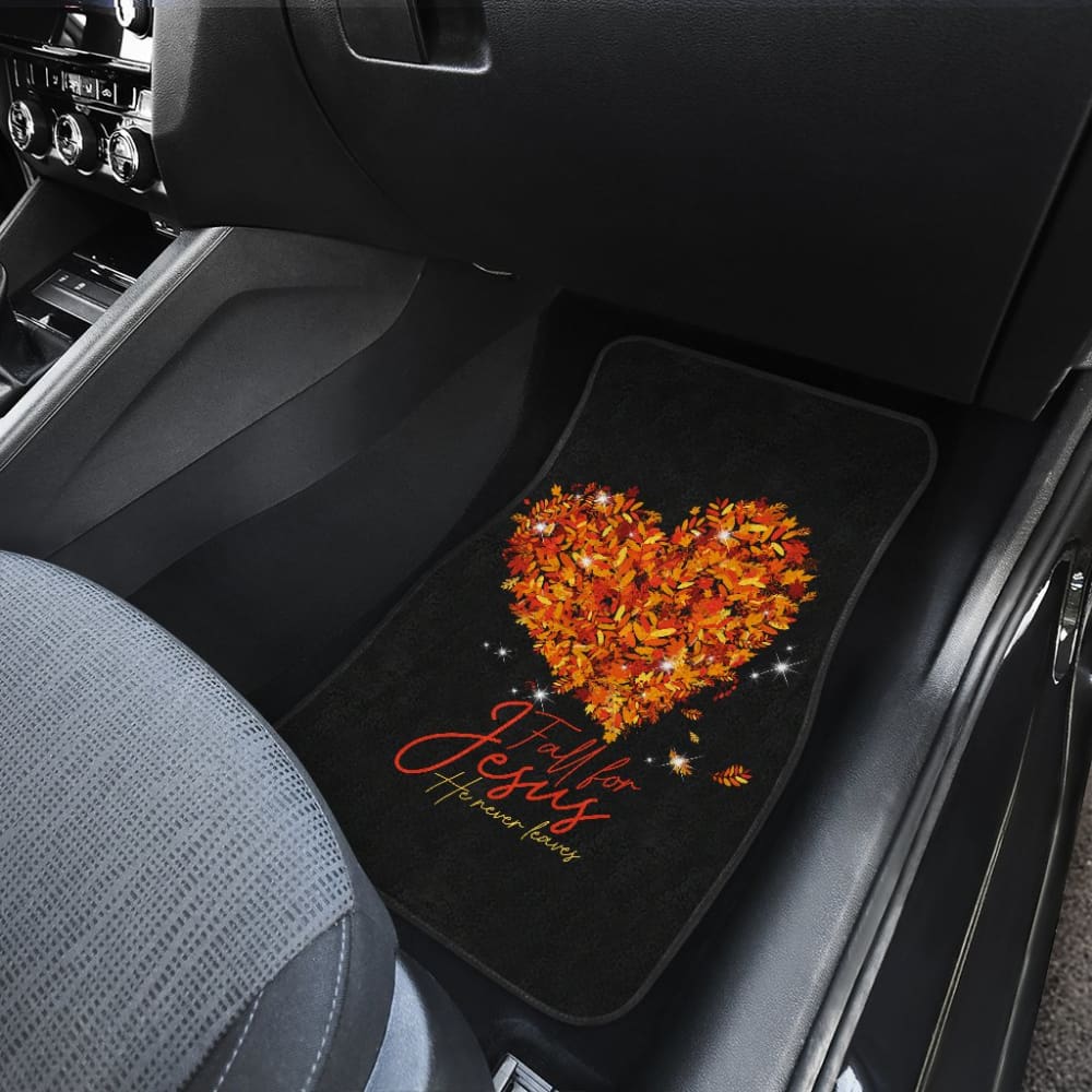 Fall For Jesus He Never Leaves Car Floor Mats - Non-Slip Custom Fit Auto Floor Liners for All Seasons | Perfect for Church, Commuting & Family Road Trips