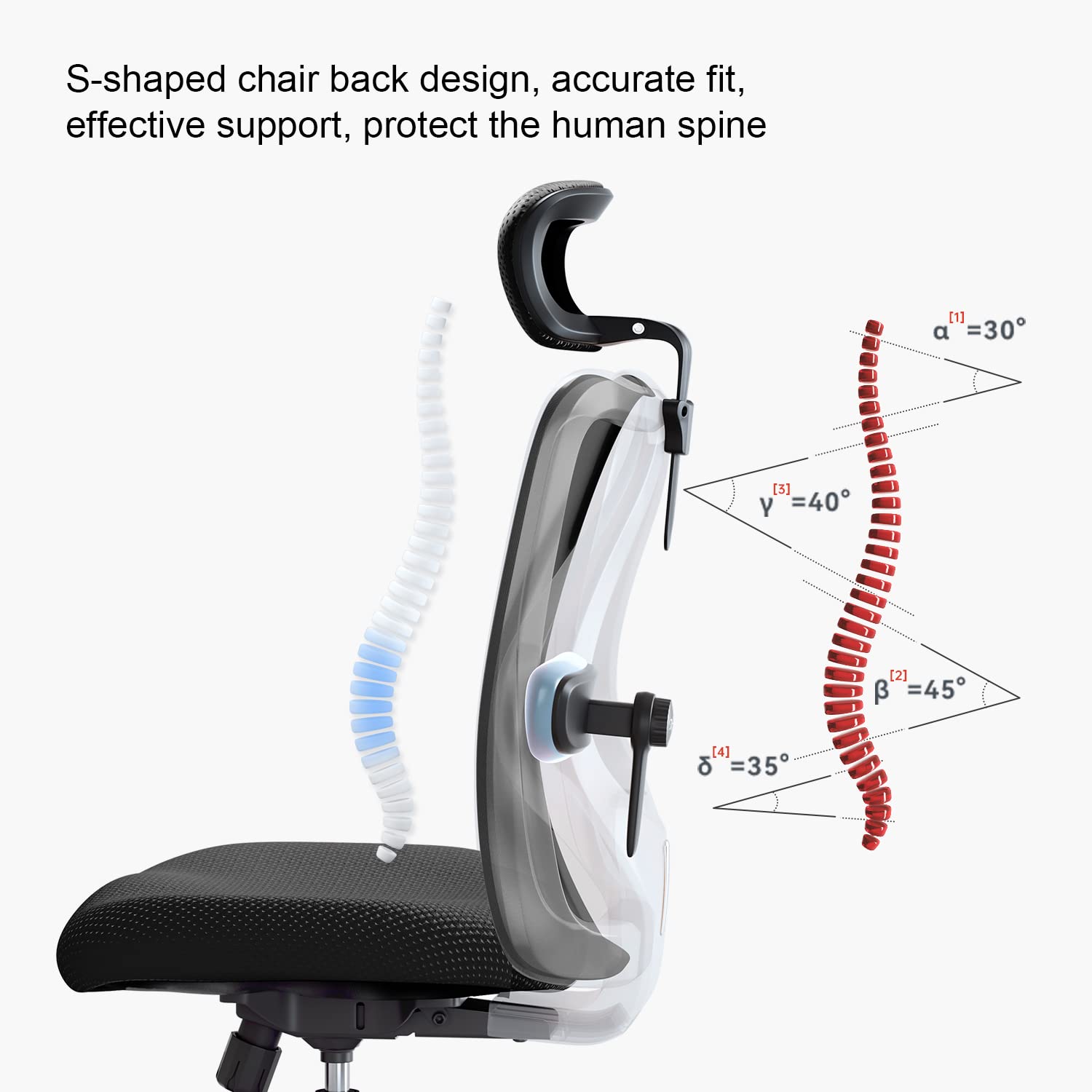 SIHOO M18 Ergonomic Office Chair - Adjustable Headrest & Lumbar Support, High Back Executive Swivel Chair for Home Office, Computer Desk Chair (Pure Black) - Perfect for Long Work Hours & Gaming Sessions