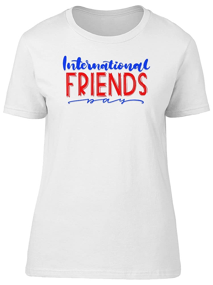 International Friends Blue & Red Graphic T-Shirt for Women - Casual Streetwear & Travel Outfit