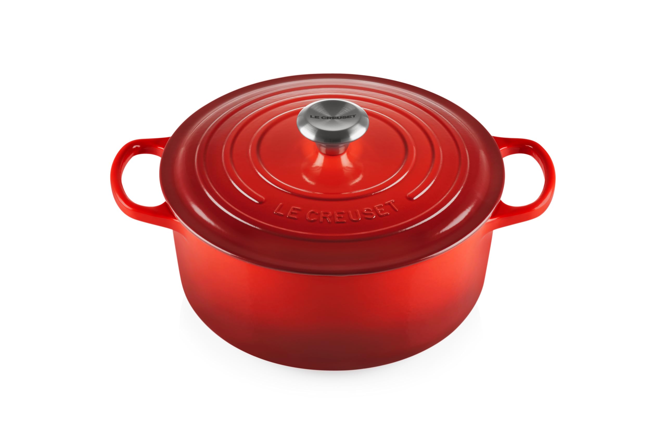Le Creuset 5.5 Quart Enameled Cast Iron Dutch Oven - Signature Round Cookware, Cherry Red - Perfect for Braising, Stewing & Baking Bread at Home