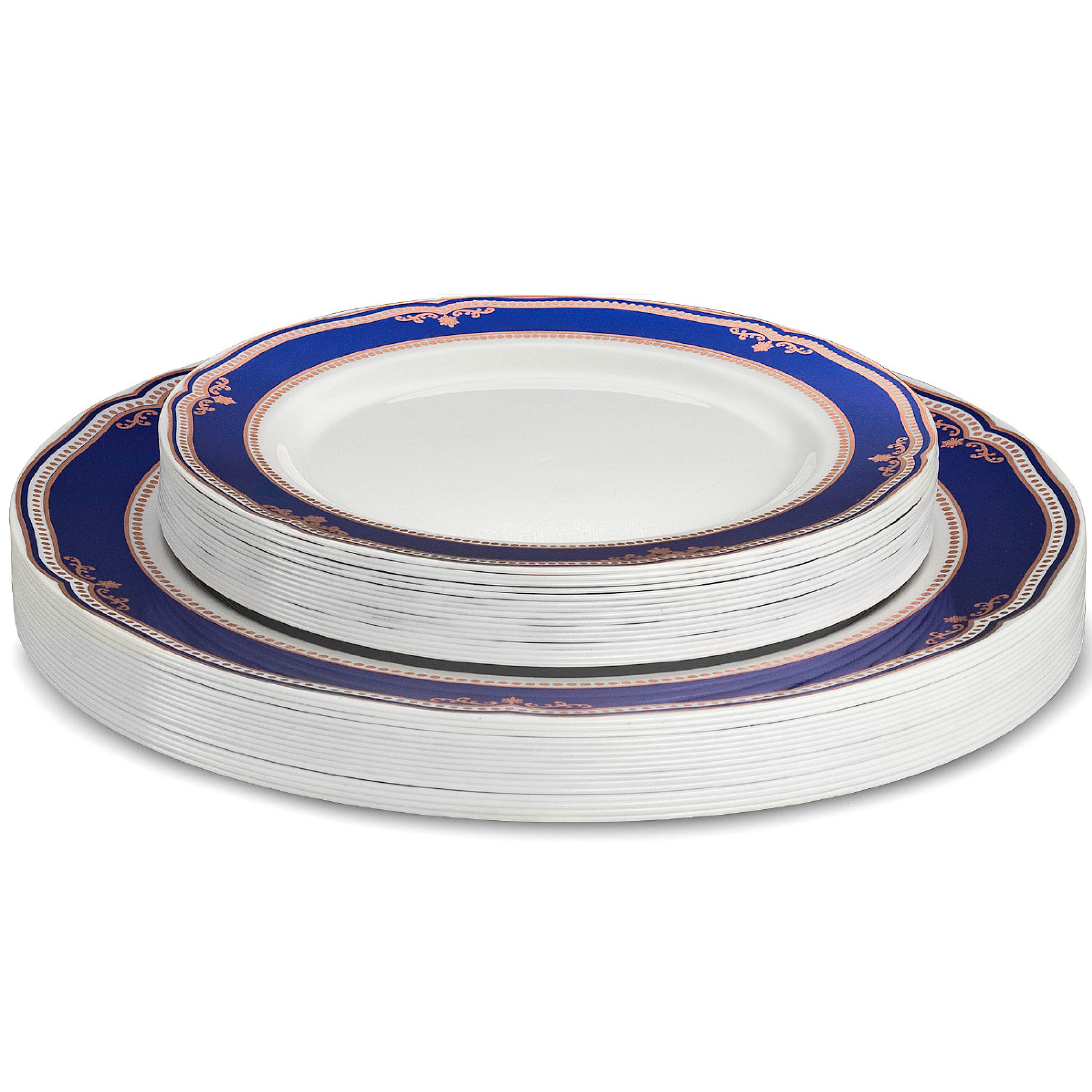Laura Stein Elegant Disposable Plastic Dinnerware Set - 64-Piece Party Plates for Weddings & Events (32 Dinner Plates 10.75