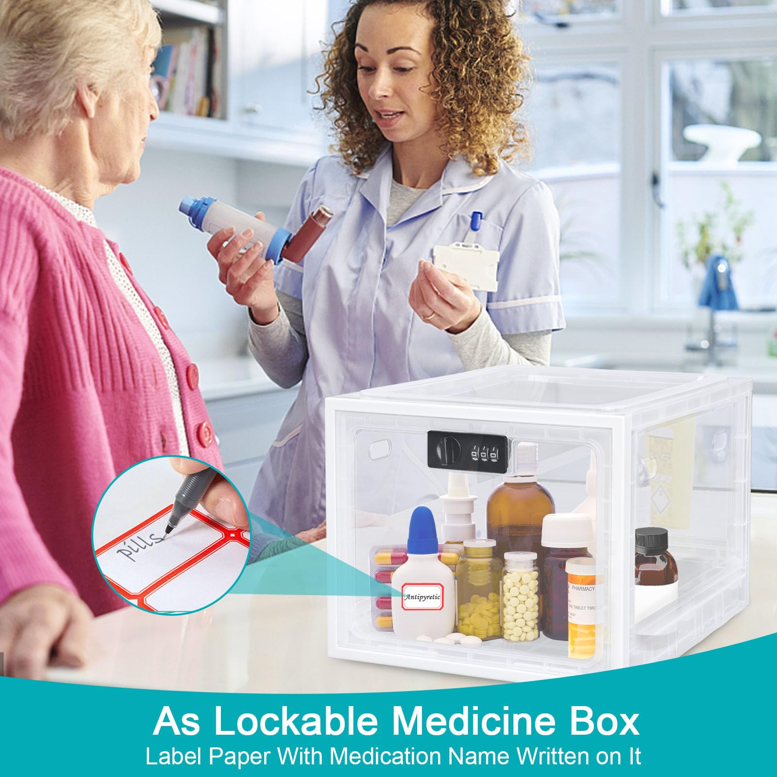 Secure Combination Lock Box for Personal Items - Office, School, Medicine, Snacks & Electronics Storage - White Lockable Storage Container (1 Pack) | Perfect for Lockers, Home Organization & Phone Jail Time Management