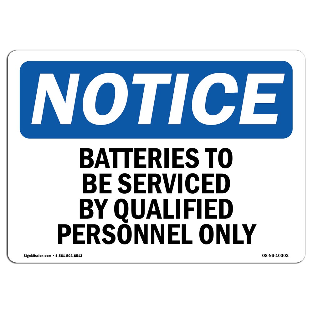 OSHA Compliant Battery Service Warning Sign - Qualified Personnel Only | Durable Rigid Plastic Safety Sign for Business, Warehouse & Work Site | Made in USA | Ideal for Battery Charging Stations & Maintenance Areas