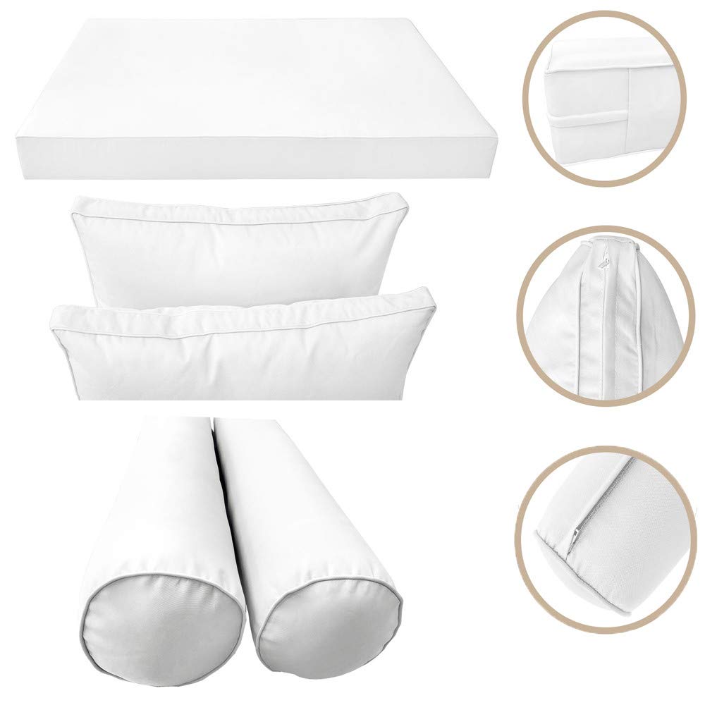Prolinemax 5-Piece Crib Size Outdoor Daybed Set with Mattress, Cushion & Bolster Pillows - Style1 AD106 - Perfect for Patio, Poolside & Garden Relaxation