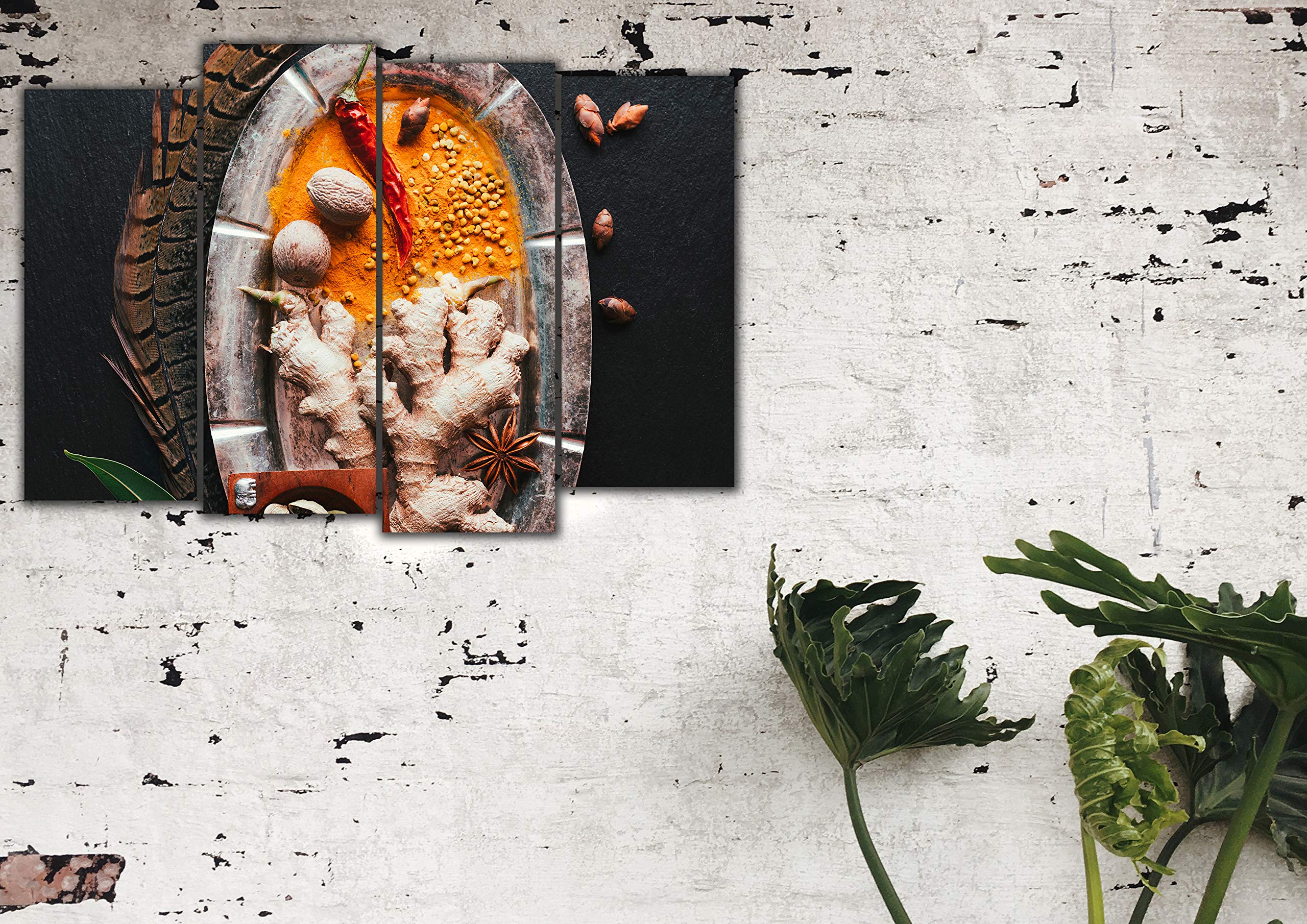4-Piece Spice & Herb Canvas Wall Art Set - Pepper & Condiment Kitchen Decor Painting (32x44 in) - Perfect for Home, Restaurant & Cooking-Themed Spaces